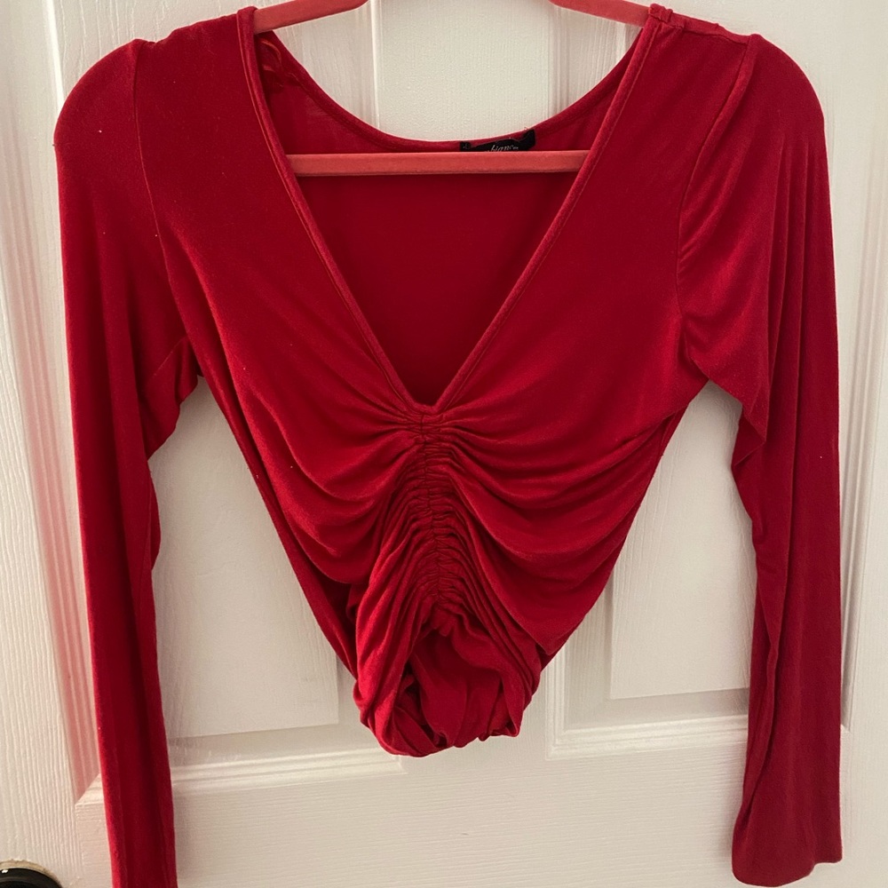 Red long sleeve crop top